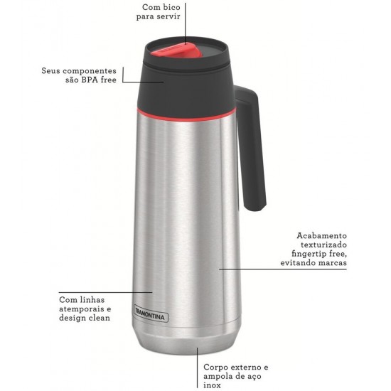 Garrafa 750ml Térmica Exata Em Aço Inox Com Ampola De Aço  